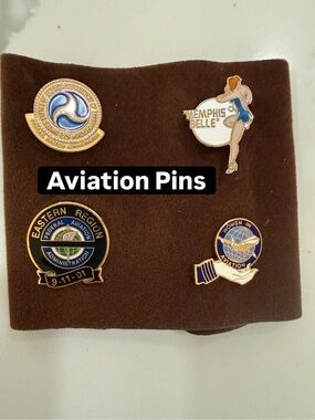 Aviation Enamel Pin Set - Blue and Gold Accents